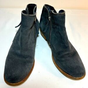 DOLCE VITA Sz 10 Sutton Suede Booties Double Zipper Almond Toe Low Stacked Heel